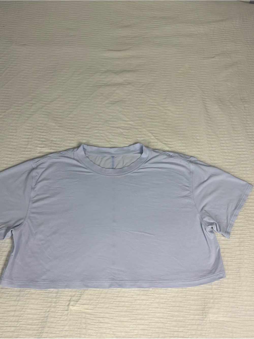 lululemon athletica Light Blue Cropped Crew Tee - Picture 1 of 6